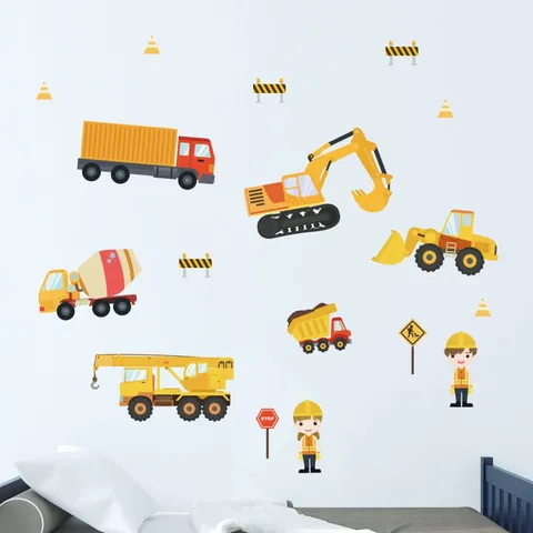 Construction Trucks Wall Stickers