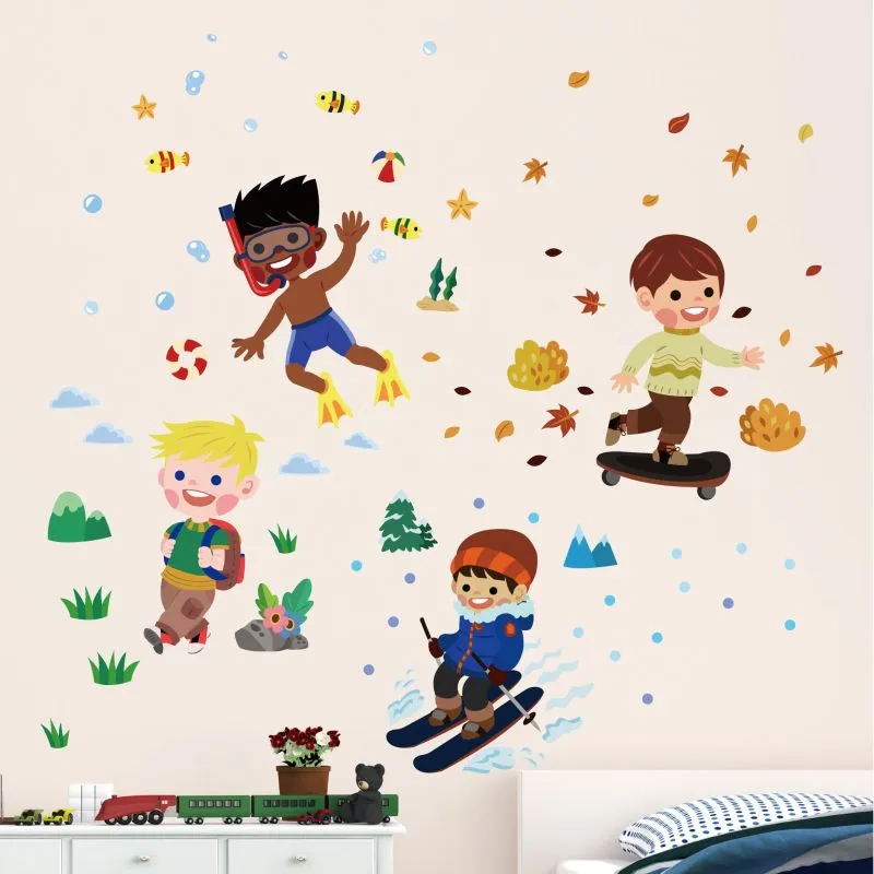 Boys In Seasons Wall Stickers