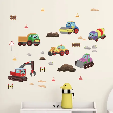 Construction Trucks v3 Wall Stickers - Kids Collection